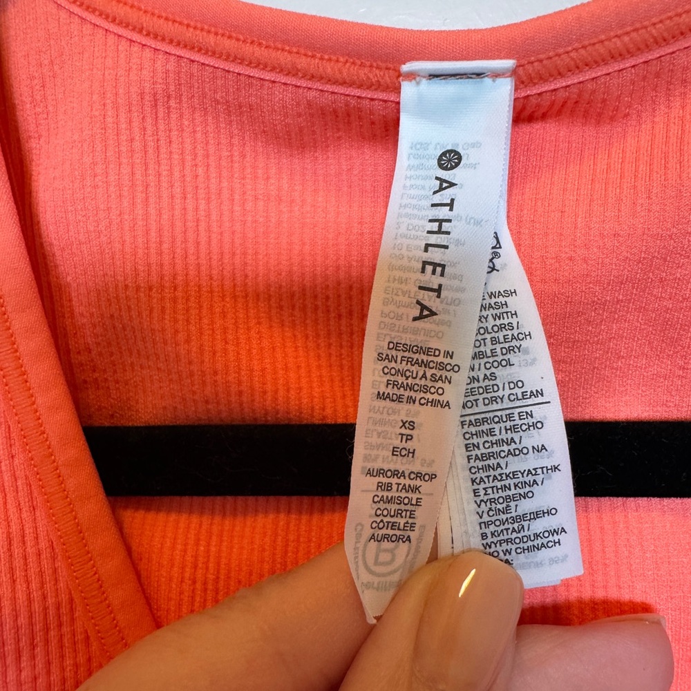 Athleta Aurora Crop Ribbed Tank Camisole Neon Coral XS - Picture 4 of 5